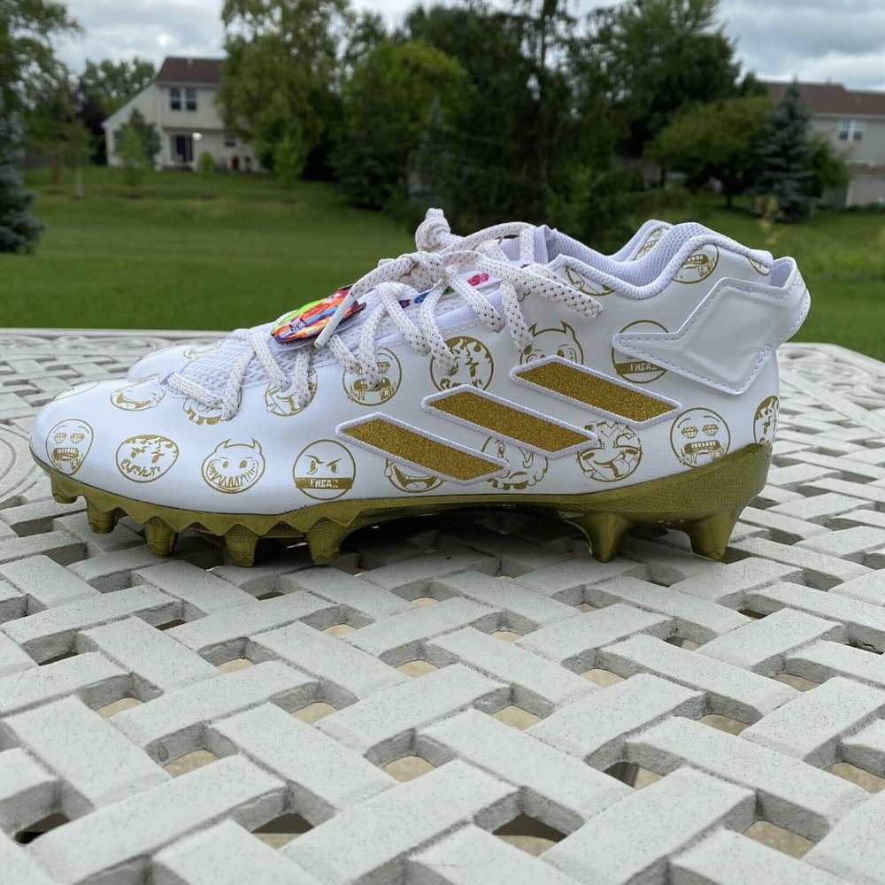 Adidas Freak 22 Big Mood DSG SM Emoji White Gold Football Cleats Men's Size 13